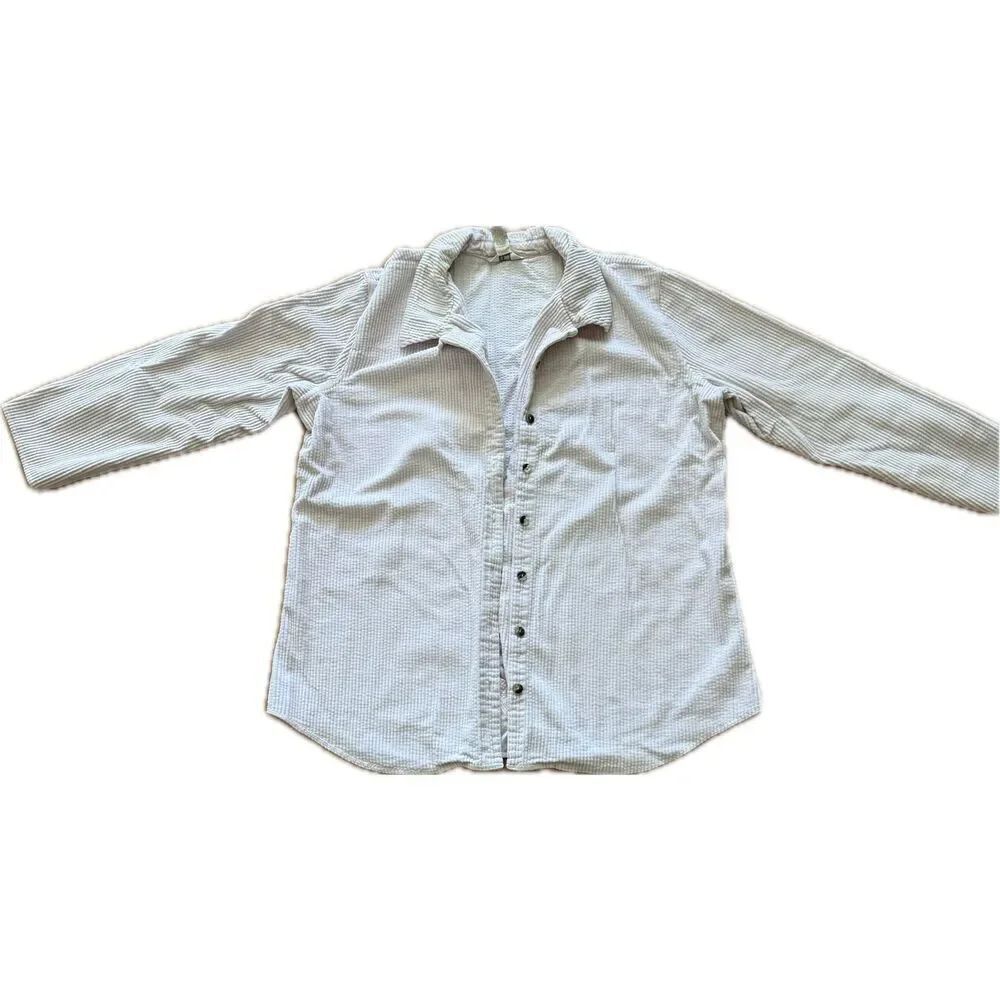 J Jill Shirt Women's XL Light Pink White Lightweight Long Sleeve Textured